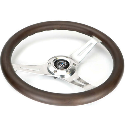 NRG Classic Wood Grain Wheel - 350mm 3 Chrome Silver Spokes Oak Color Wood