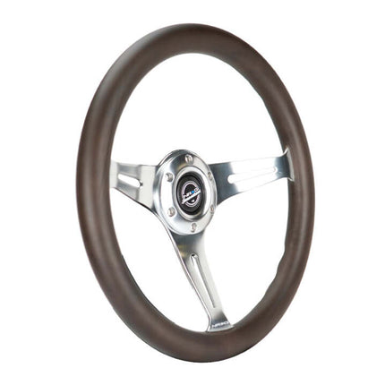 NRG Classic Wood Grain Wheel - 350mm 3 Chrome Silver Spokes Oak Color Wood