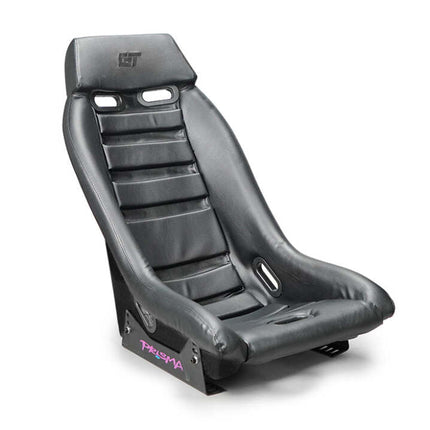 NRG GT Retro Bucket Seat - Black PVC Leather Black Stitching Black Fiberglass Back