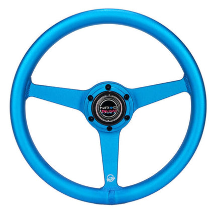 NRG Aluminum Steering Wheel 330mm - Heritage Solid Spoke - Ergonomic Grip - Anadized Blue