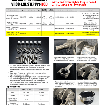HKS Crank Shaft VR38 4.3L STEP Pro
