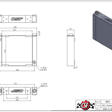 CSF Universal Large Single-Pass Oil Cooler - M22 x 1.5 - 12in L x 9.33in H x 2.16in W