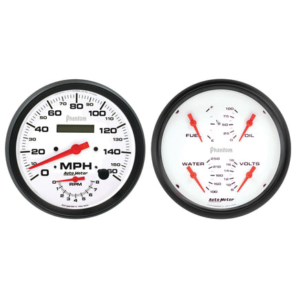Autometer Phantom 2pc Gauge Kit Quad & Tach/Speedo 5in.
