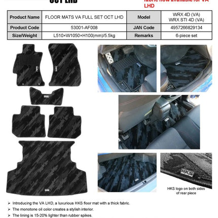 HKS FLOOR MATS VA FULL SET OCT LHD