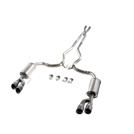 Roush 18-23 Mustang 5.0L V8 Black Tip Cat Back Exhaust Kit (Quad Tip Non-Active)
