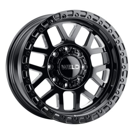 Weld Off-Road W105 20X9 Cinch 8X170 ET00 BS5.00 Gloss Black MIL / Gloss Black Ring 125.1