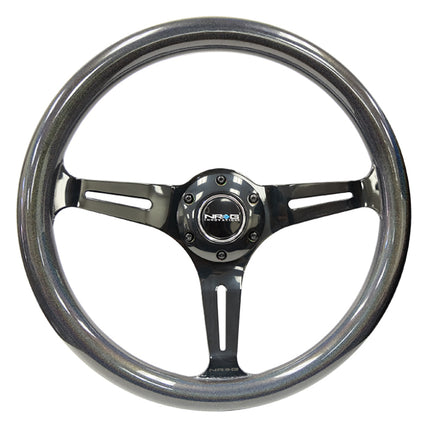 NRG Classic Wood Grain Steering Wheel (350mm) Chameleon/Pearlescent Paint Grip w/Blk 3-Spoke