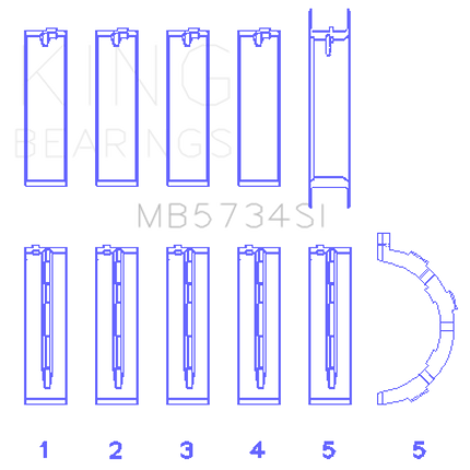 King Engine Bearings Ford 302 Cid Coyote (Size +0.25mm) Main Bearing Set