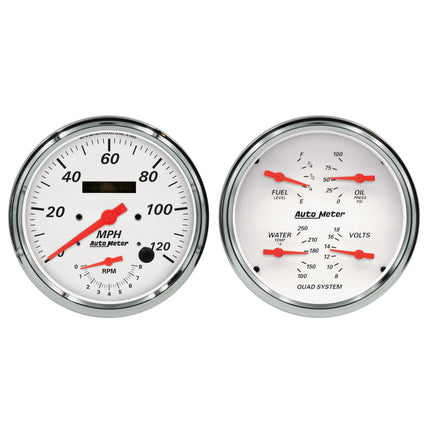 Autometer Arctic White Quad & Tach/Speedo 5in. - 2 pc.