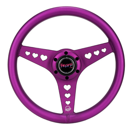NRG All Aluminum Steering Wheel 330mm - Heart Cut Out- Ergonomic Grip- Anadized Purple