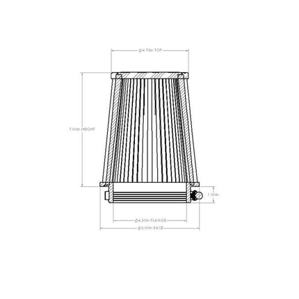 aFe POWER Universal Clamp-On Air Filter w/ D2 Dura-Dry Media - 4.5in F x 6in B x 4.75in T x 7in H