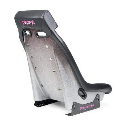 NRG GT Retro Bucket Seat - Black PVC Leather Black Stitching Multicolor Fiberglass Back w/ Glitter