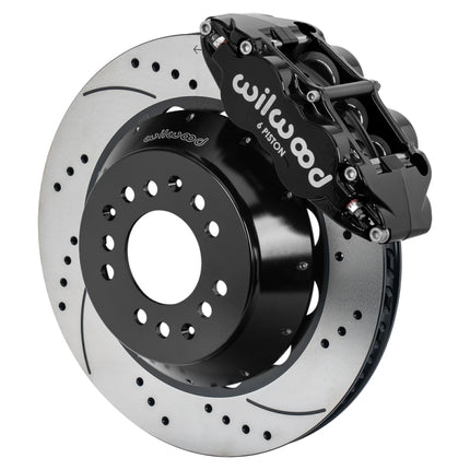 Wilwood Narrow Superlite 6R Front Kit 14.00in Drilled & Slotted Rotors - Black