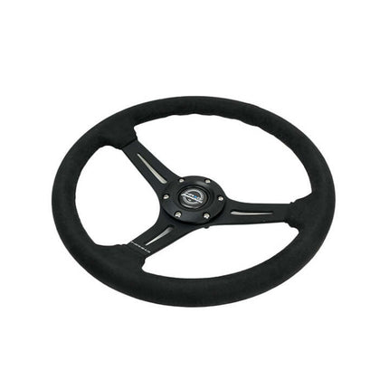 NRG Reinforced Suede Racing Steering Wheel 350mm / 2.5in Deep / 4mm Matte Black Spoke