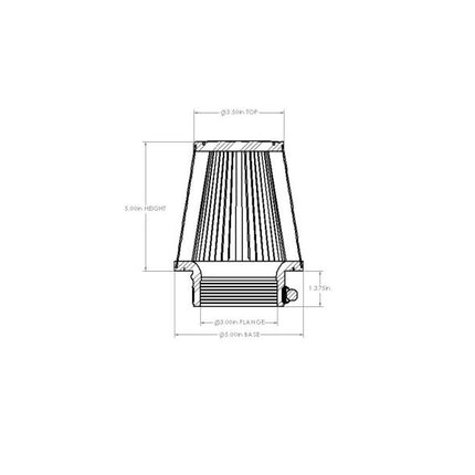 aFe POWER Universal Clamp-On Air Filter w/ D2 Dura-Dry Media 3 IN F x5 IN B x3-1/2 IN T x5 IN H