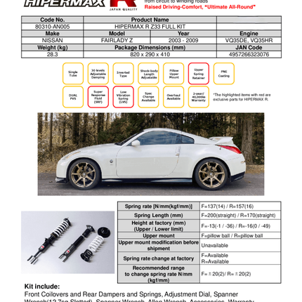 HKS Hipermax R Z33 Full Kit