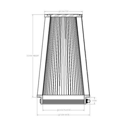 aFe POWER Universal Clamp-On Air Filter w/ D2 Dura-Dry Media - 6in F x 7.5in B x 5.5in T x 12in H