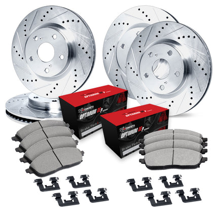 R1 18-24 Subaru WRX Front & Rear Drill/Slot Silver Rotors w/Optimum Pads
