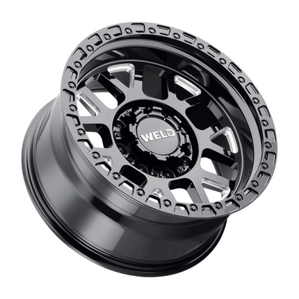 Weld Off-Road W105 20X9 Cinch 8X170 ET00 BS5.00 Gloss Black MIL / Gloss Black Ring 125.1