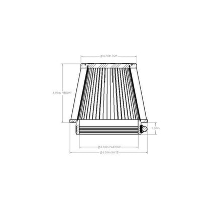 aFe POWER Universal Clamp-On Air Filter w/ D2 Dura-Dry Media - 5in F x 6.5in B x 4.75in T x 5in H