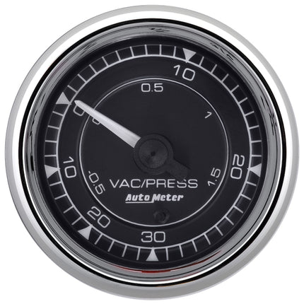 AutoMeter Chrono 2-1/16in 30in HG/30PSI Digital Stepper Motor Vacuum/Boost Gauge - Chrome