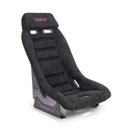 NRG GT Retro Bucket Seat - Black Vegan Leather Black Stitching Multicolor Fiberglass Back w/ Glitter