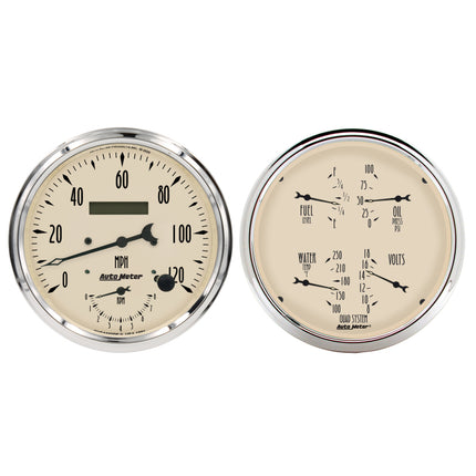 Autometer Antique Beige Quad & Tach/Speedo 5in. - 2 Pc.