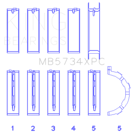 King Engine Bearings Ford 302 CID Coyote (Size STD) Performance Coated Main Bearing Set - Size STD