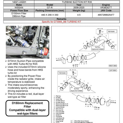 HKS TURBINE SUCTION KIT R35