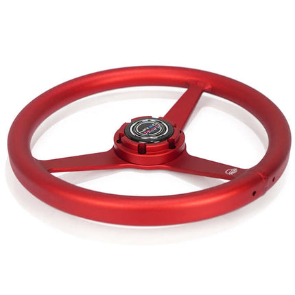 NRG Aluminum Steering Wheel 330mm - Heritage Solid Spoke - Ergonomic Grip - Anadized Red