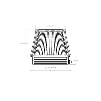 aFe POWER Universal Clamp-On Air Filter w/ D2 Dura-Dry Media - 6in F x 7.5in B x 5.5in T x 5in H