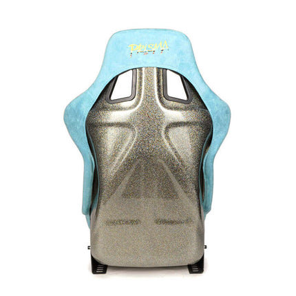 NRG FRP Bucket Seat ULTRA Edition W/ Grey Pearlized Back / Teal Microfiber Material - Large