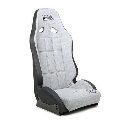 NRG Defender Water Resistant Steel Frame Susp. Seat - Silver w/Black Trim/Defender Logo/Side Bracket