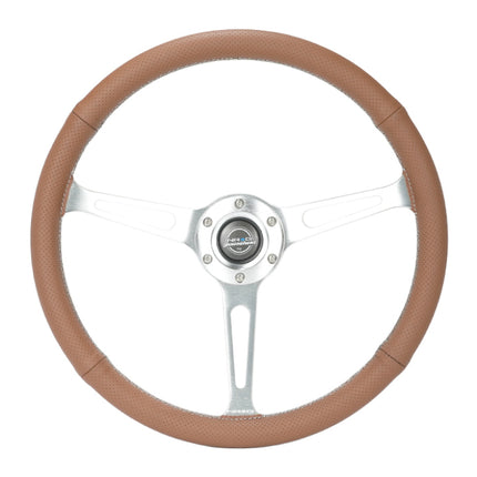 NRG Reinforced Steering Wheel (380mm/1in. Deep) Perforated Brown Leather