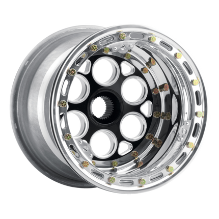 Weld Racing Magnum Sprint - 15x13 / 42-Spline / 3in Offset - Gold Center/Polished Shell-Non Beadlock