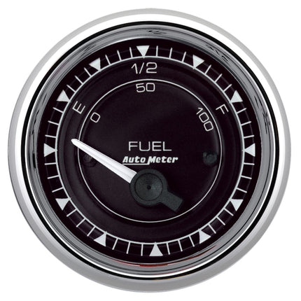 AutoMeter Chrono 2-1/16in 0E 240E-33F Ohm Electric Fuel Level Gauge - Chrome