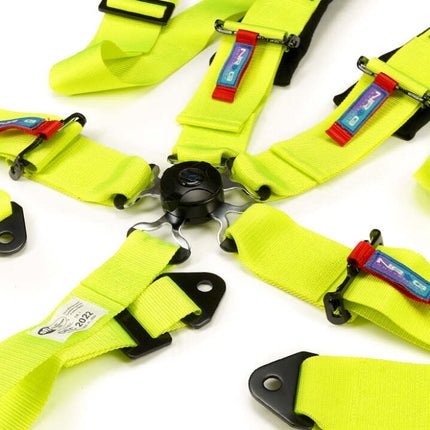 NRG SFI 16.1 5Pt 3 Inch Seat Belt Harness with Pads / Cam Lock - Neon Green