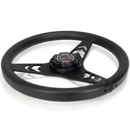 NRG Aluminum Steering Wheel 330mm - Arow Cutout - Ergonomic Grip - Anadized Black