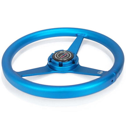 NRG Aluminum Steering Wheel 330mm - Heritage Solid Spoke - Ergonomic Grip - Anadized Blue