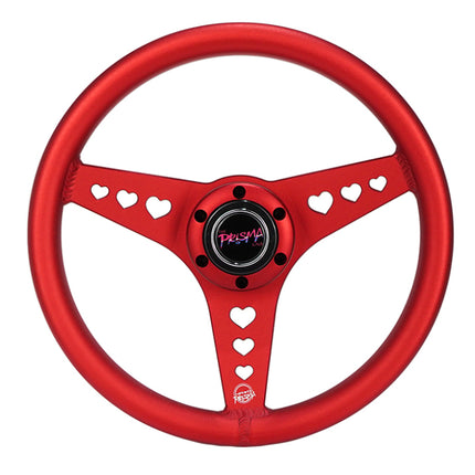 NRG All Aluminum Steering Wheel 330mm - Heart Cut Out- Ergonomic Grip- Anadized Red