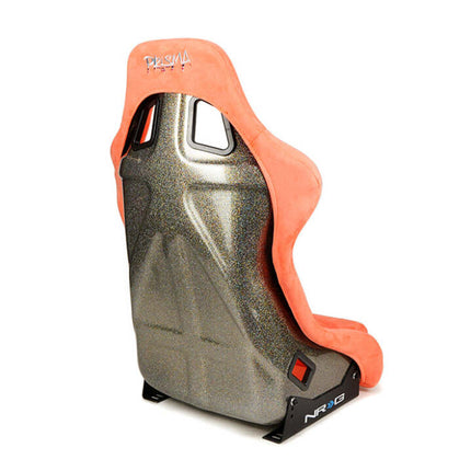 NRG FRP Bucket Seat ULTRA Edition W/ Grey Pearlized Back / Peach Microfiber Material - Large