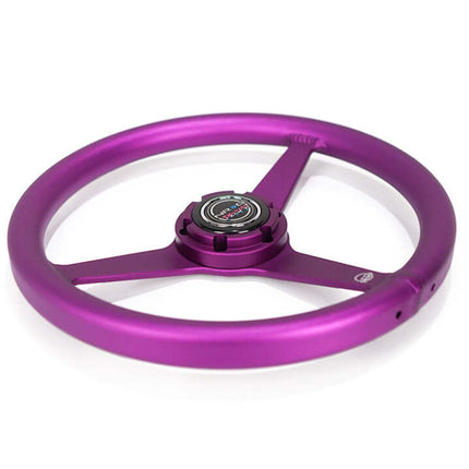 NRG Aluminum Steering Wheel 330mm - Heritage Solid Spoke - Ergonomic Grip - Anadized Purple