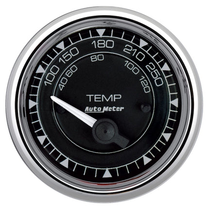 AutoMeter Chrono 2-1/16in 250 Degree Temperature Electric Gauge - Chrome