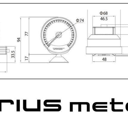 GReddy Sirius Meter - Turbo Boost 74mm Analog Display Gauge (w/Boost Sensor & Harness Set)