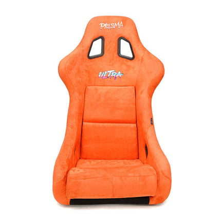 NRG FRP Bucket Seat ULTRA Edition W/ Grey Pearlized Back / Orange Microfiber Material - Large