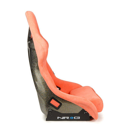 NRG FRP Bucket Seat ULTRA Edition W/ Grey Pearlized Back / Peach Microfiber Material - Large