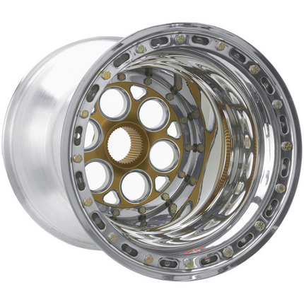 Weld Magnum Sprint 15x17 / 42-Spline / 6in. BS Gold Wheel - Outer Beadlock w/6-Dzus Cover
