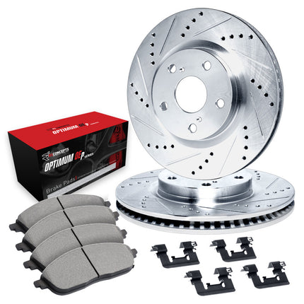 R1 18-24 Subaru WRX STI Front Drill/Slot Silver Rotors w/Optimum Pads