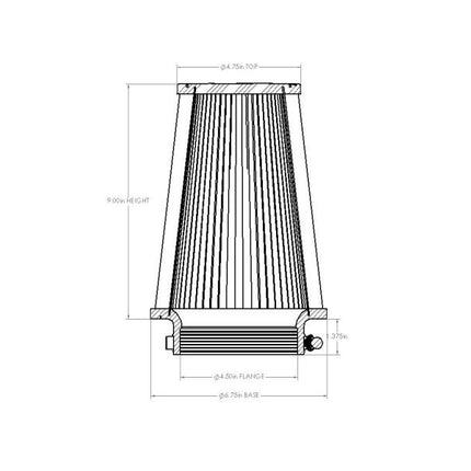 aFe POWER Universal Clamp-On Air Filter w/ D2 Dura-Dry Media - 4.5in F x 7in B x 4.75in T x 9in H
