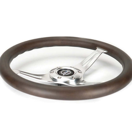 NRG Classic Wood Grain Wheel - 350mm 3 Chrome Silver Spokes Oak Color Wood